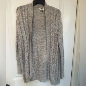 Old Navy Light Gray Cable Knit Cardigan XS